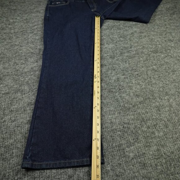 Lapco Fr Jeans Womens 16 Blue Workwear Contoured Waistband Mid Rise Boot Cut - Picture 10 of 14